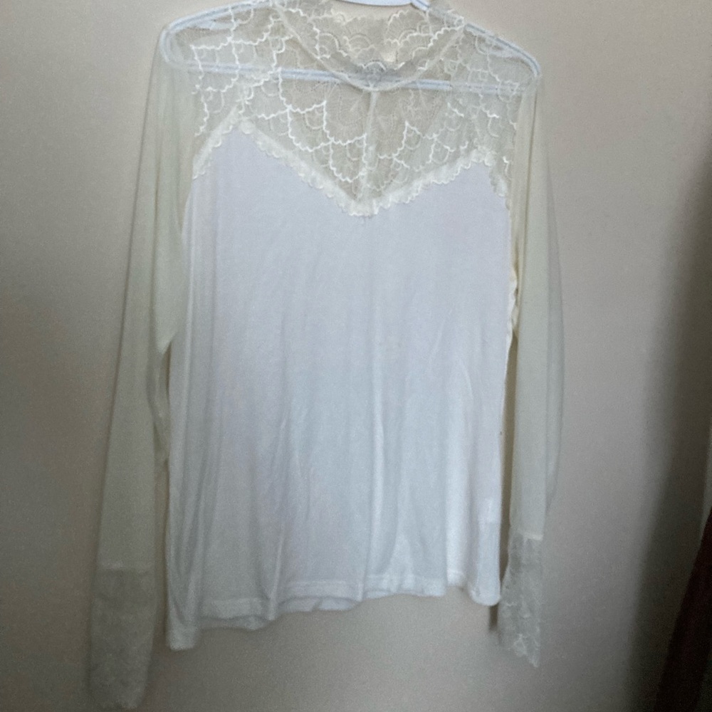 (US XL) MOLLY BRACKEN Lace Long-Sleeved Blouse